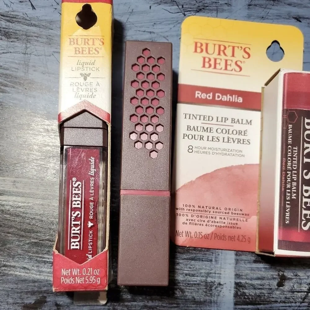 Burt's Bees Bundle of Burt's Bees Lipstick lip‎ balm red dahlia lily lake